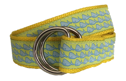 Whales on Sun Light Blue D-Ring Belt