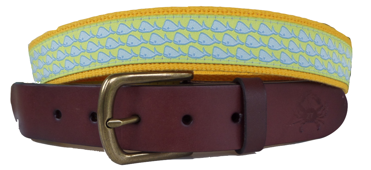 Whales on Sun Leather Belt