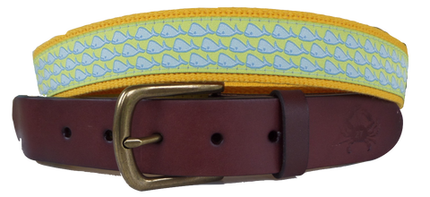 Whales on Sun Leather Belt