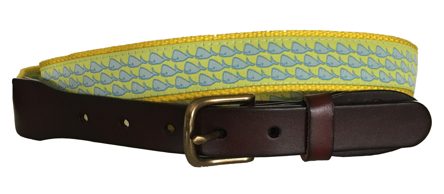 Whales on Sun Leather Belt