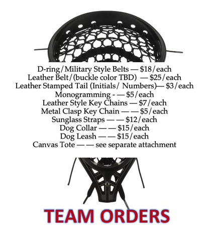 Team Lacrosse Belts with Stocked Ribbon
