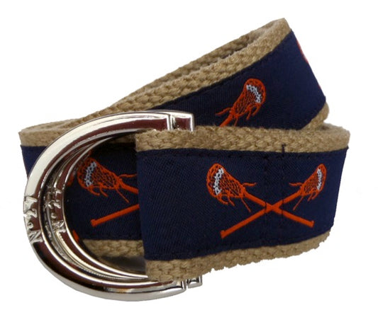 Orange and Navy Lacrosse D-Ring Belt