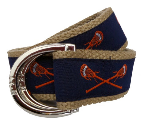 Orange and Navy Lacrosse D-Ring Belt
