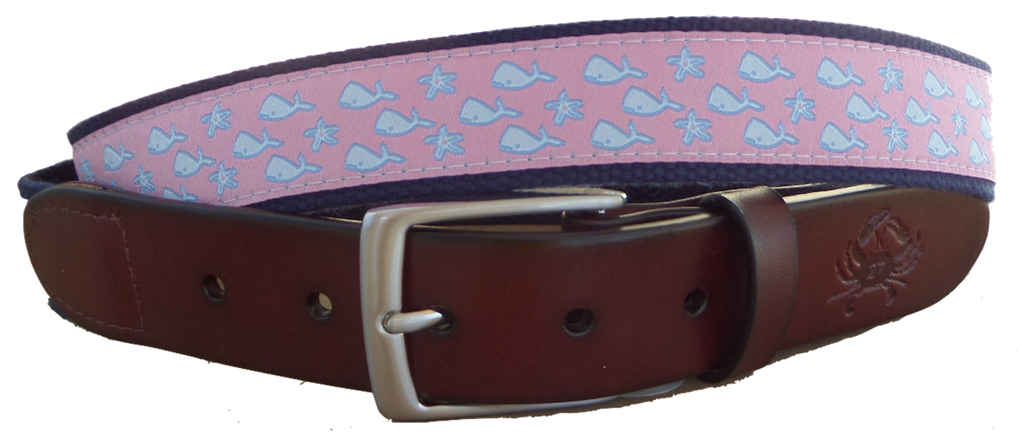 Whales and Starfish Leather Belt