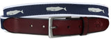 Gray Whale on Navy Leather Belt